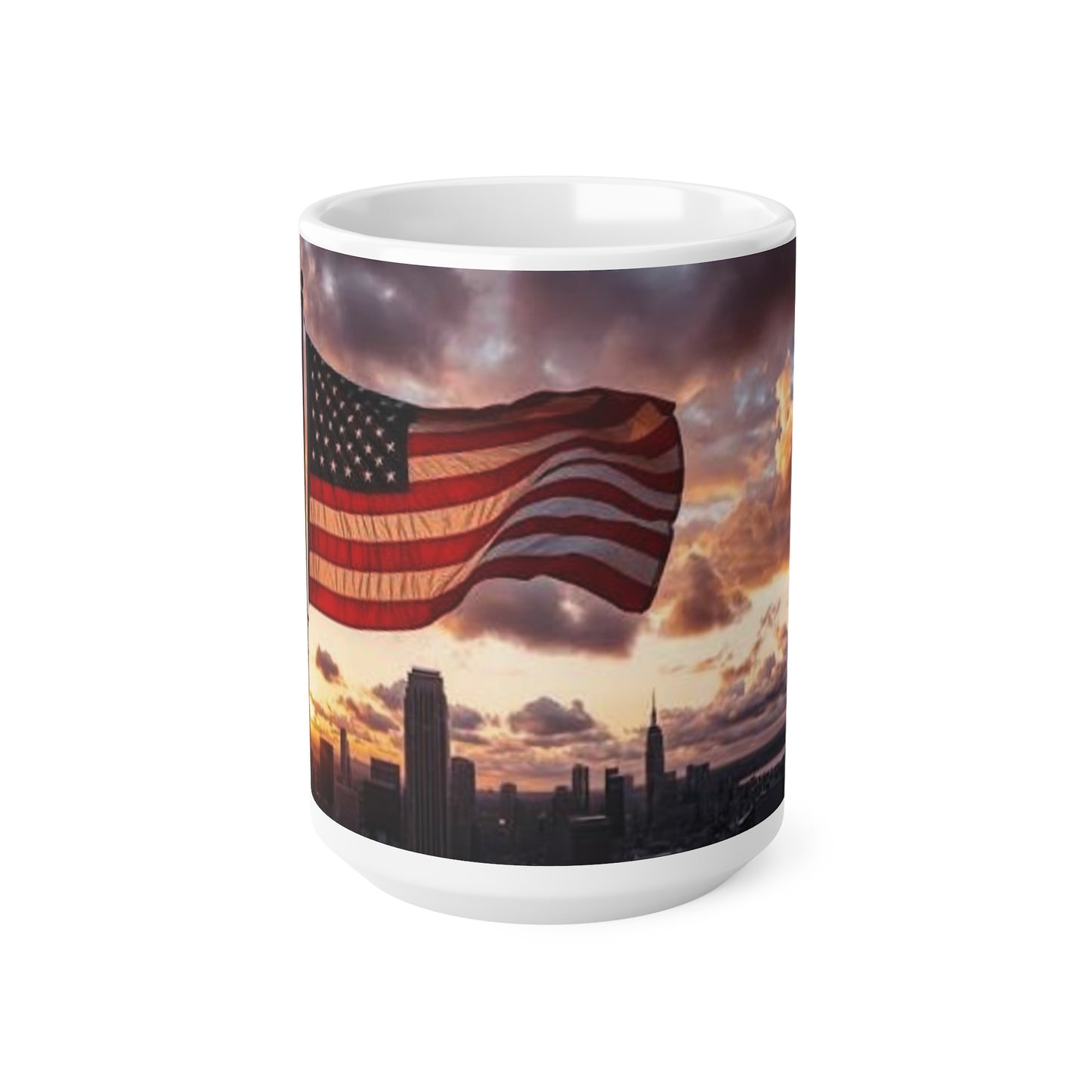 American Flag Sunrise Ceramic Coffee Mug — Patriotic USA 11oz & 15oz