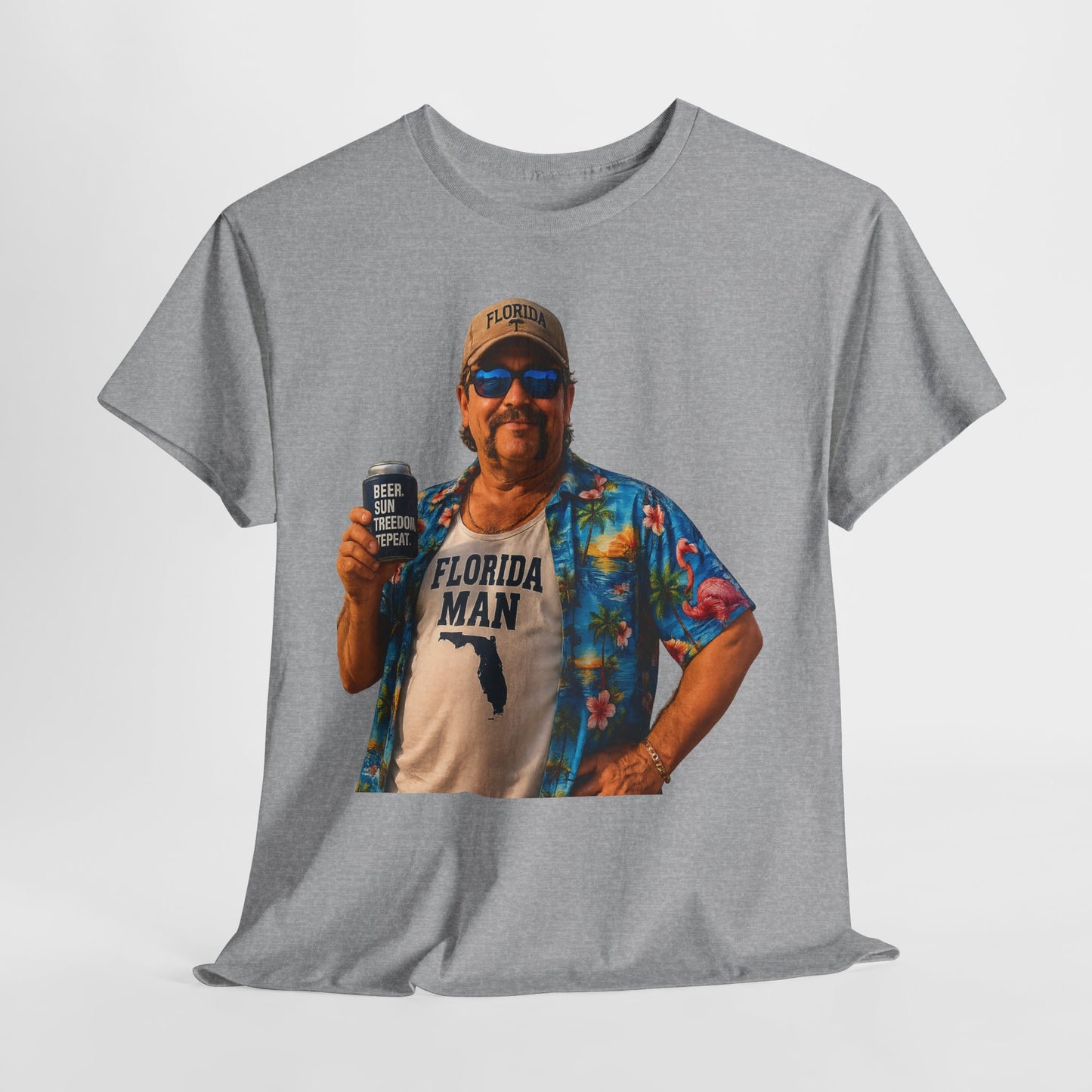 Florida Man Graphic Tee — Funny Vacation Shirt with Hawaiian Shirt Design