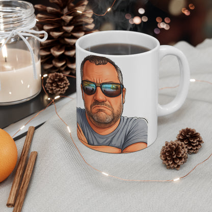 Ceramic Mug – Grumpy Guy Illustration Coffee Cup (11oz & 15oz)