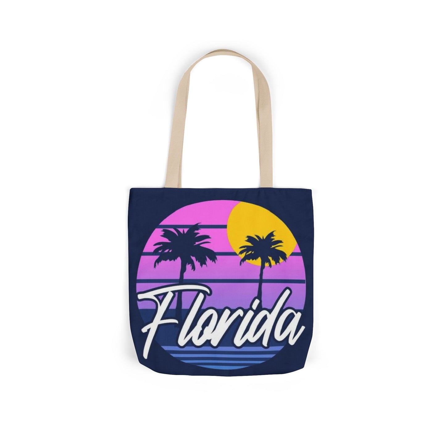 Florida Sunset Palm Tote Bag — Retro Beach Canvas Tote