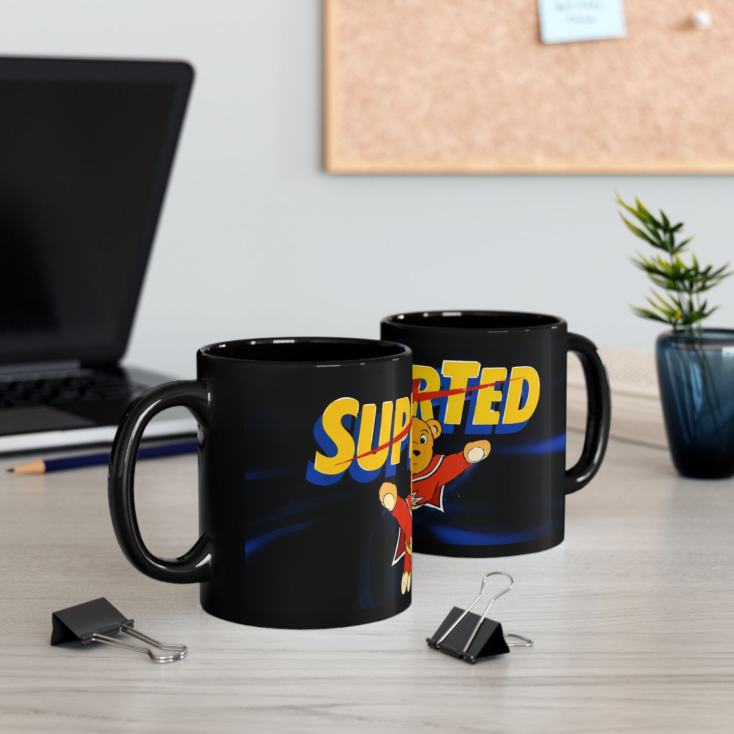 Super Ted Superhero Mug — Cute Vintage Cartoon Coffee Cup (11oz, 15oz)