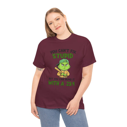 Funny Carpenter T‑Shirt — "You Can't Fix Stupid But You Can Numb It With a 2x4"