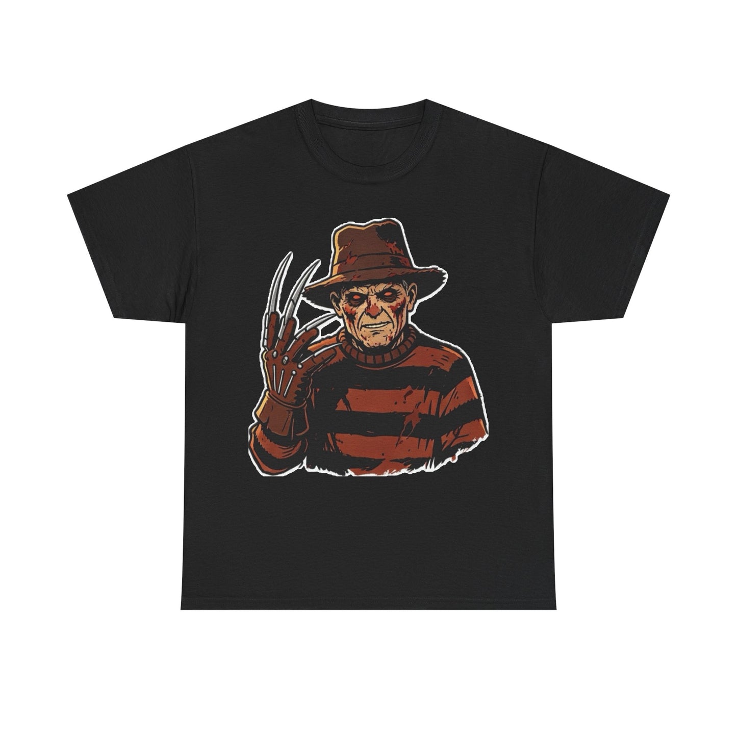 Freddy Krueger Horror Tee — Vintage Striped Nightmare Graphic