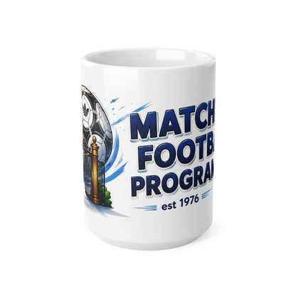 Matchday Football Programmes Mug — Retro Soccer Crest Coffee Cup (11oz & 15oz)