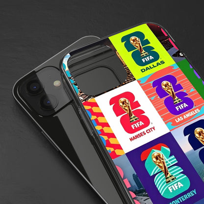 FIFA World Cup Pop Art Clear Phone Case — City Badge Collage (Dallas, LA, Monterrey, Toronto, Seattle)