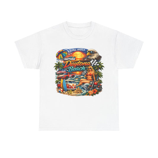 Daytona Beach Vintage Surf T-Shirt — Retro Sunset Palm Beach Tee