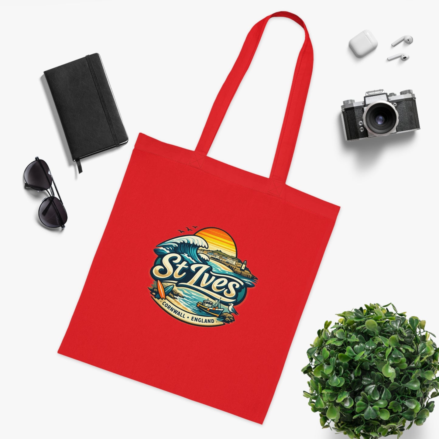 St Ives Beach Tote — Cornwall Surf Sunset Cotton Tote Bag