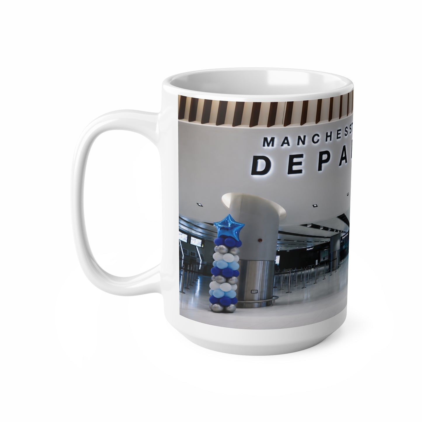 Manchester Airport Departures Terminal 2 Ceramic Coffee Cup (11oz & 15oz)
