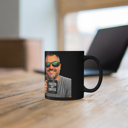 Fueled by Coffee Mug — Black Ceramic Coffee Cup (11oz & 15oz)