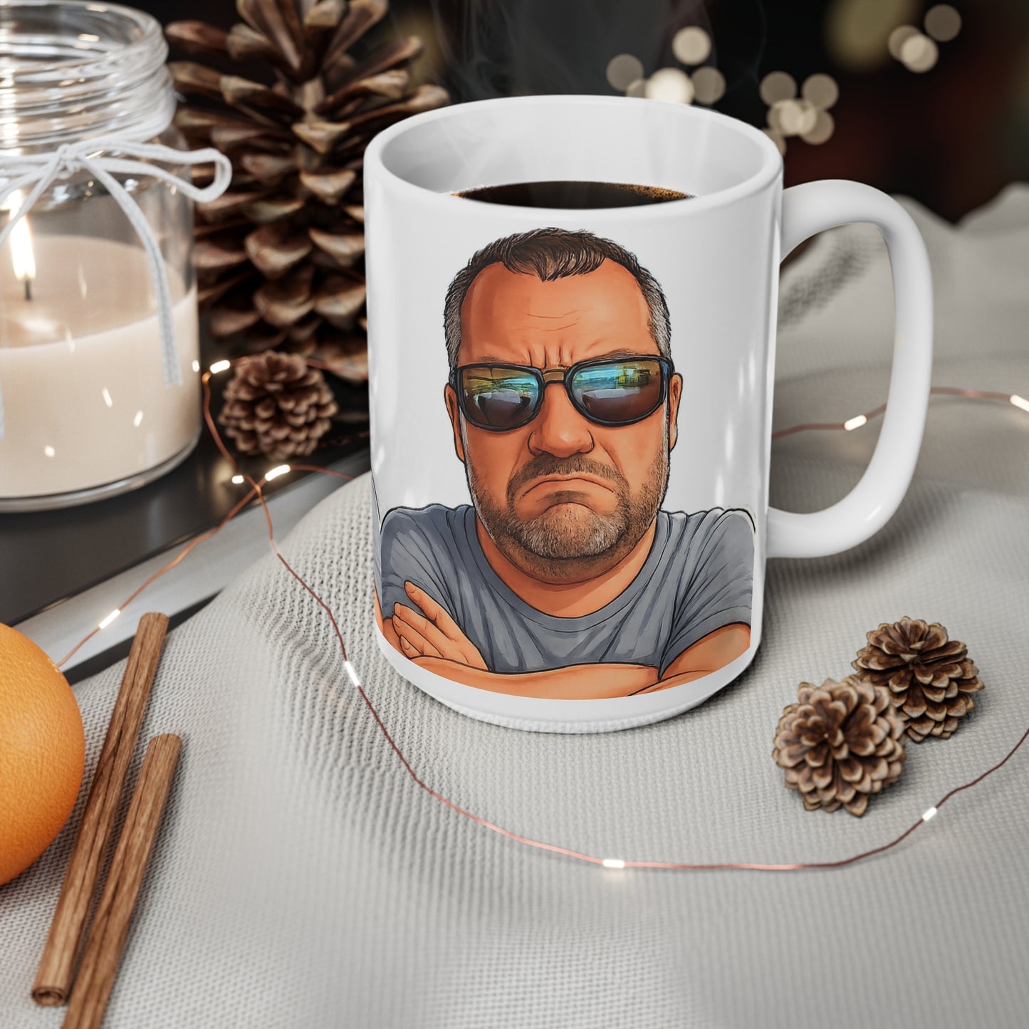 Grumpy Man Ceramic Coffee Cups, 11oz, 15oz