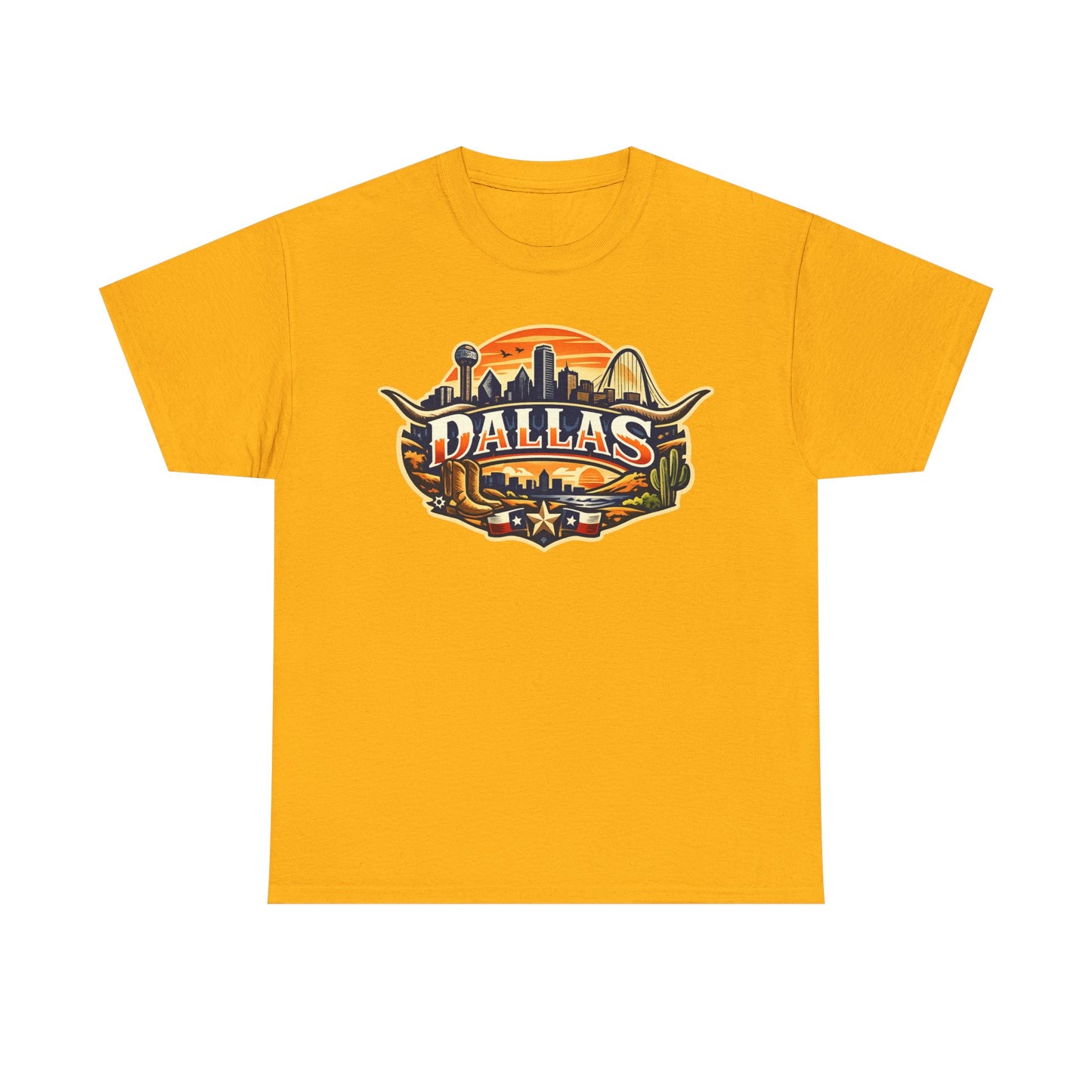 Dallas Skyline Retro Tee — Vintage Cityscape T‑Shirt with 'Dallas' Graphic