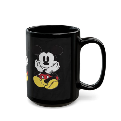 Black Character Mug - Classic Cartoon Mouse Sitting Design (11oz, 15oz)