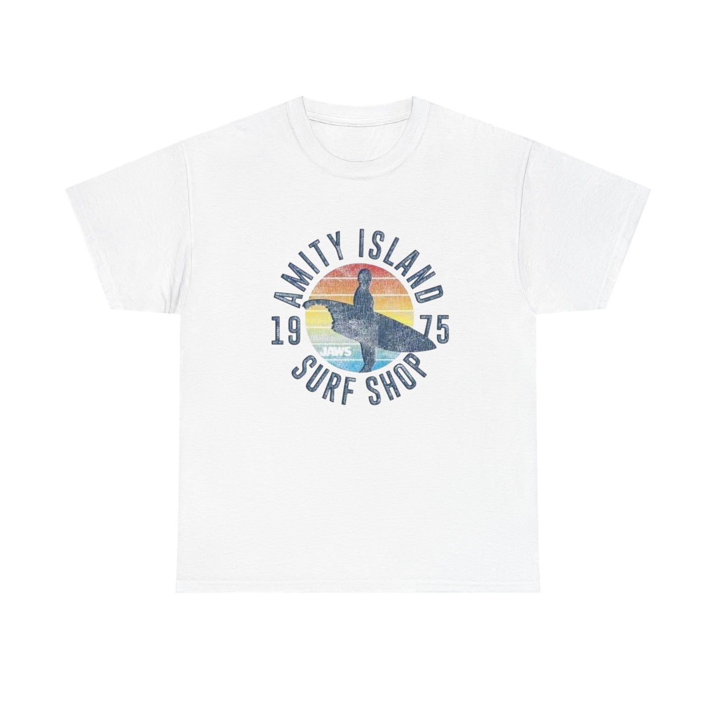Amity Island Surf Shop Tee — Vintage Surfer Graphic T-Shirt (1975)