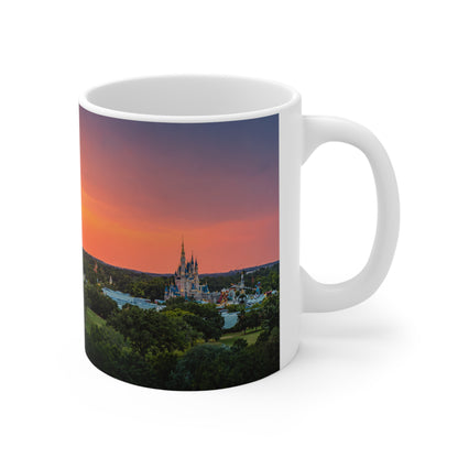 Sunset over Magic Kingdom Landscape Ceramic Mug — 11oz & 15oz Scenic Coffee Cup