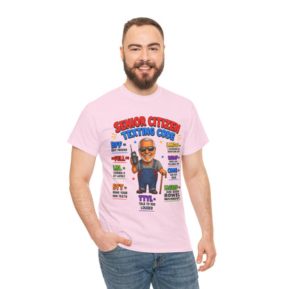 Senior Citizen Texting Code T-Shirt — Funny Grandpa Grandma Retirement Gift
