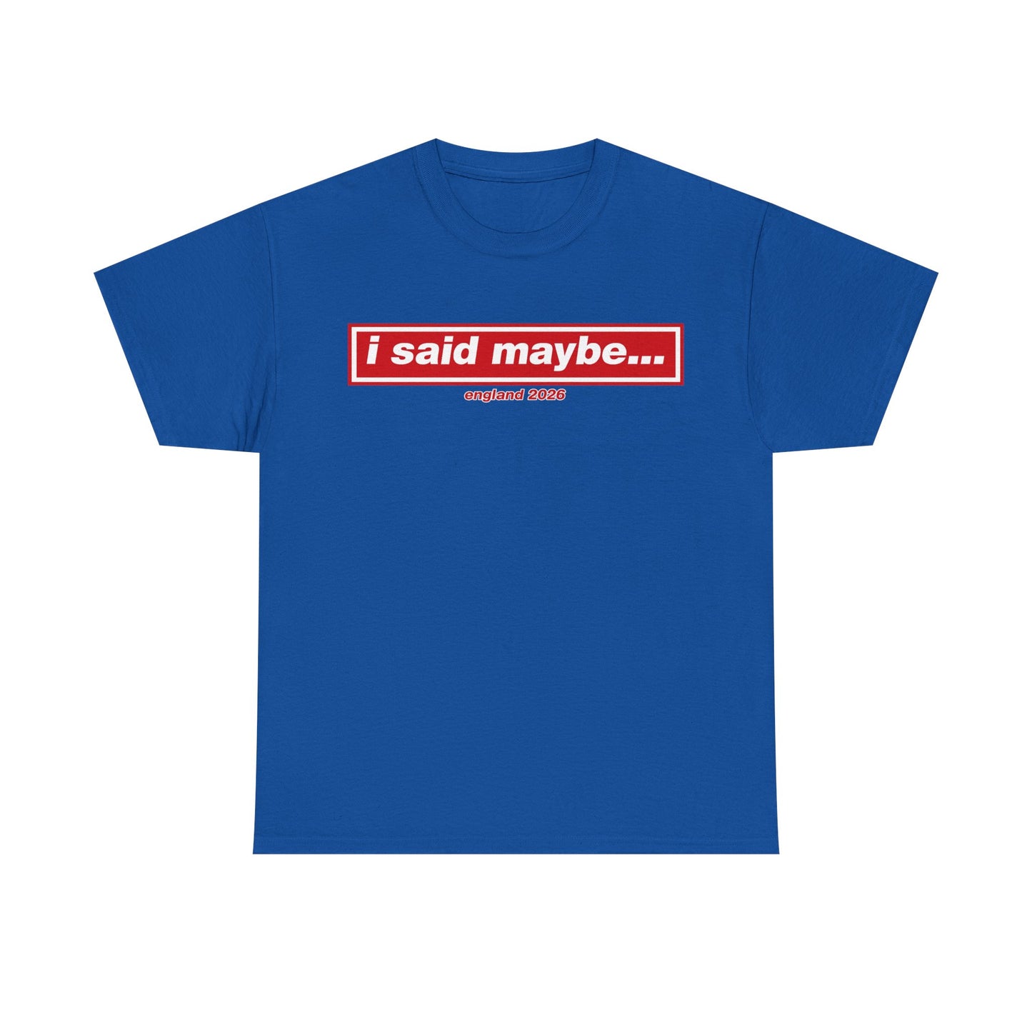I Said Maybe Tee — Minimalist Red Logo Graphic T‑Shirt