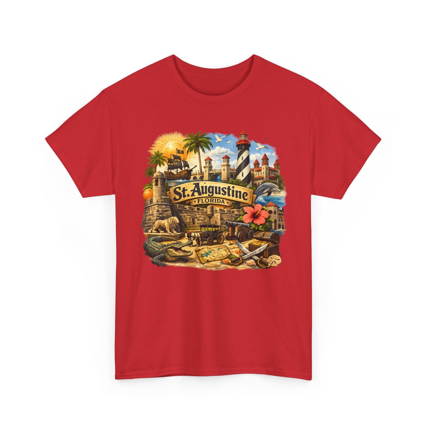 St. Augustine Florida Vintage Travel Tee — Retro Beach & Lighthouse Souvenir T-Shirt