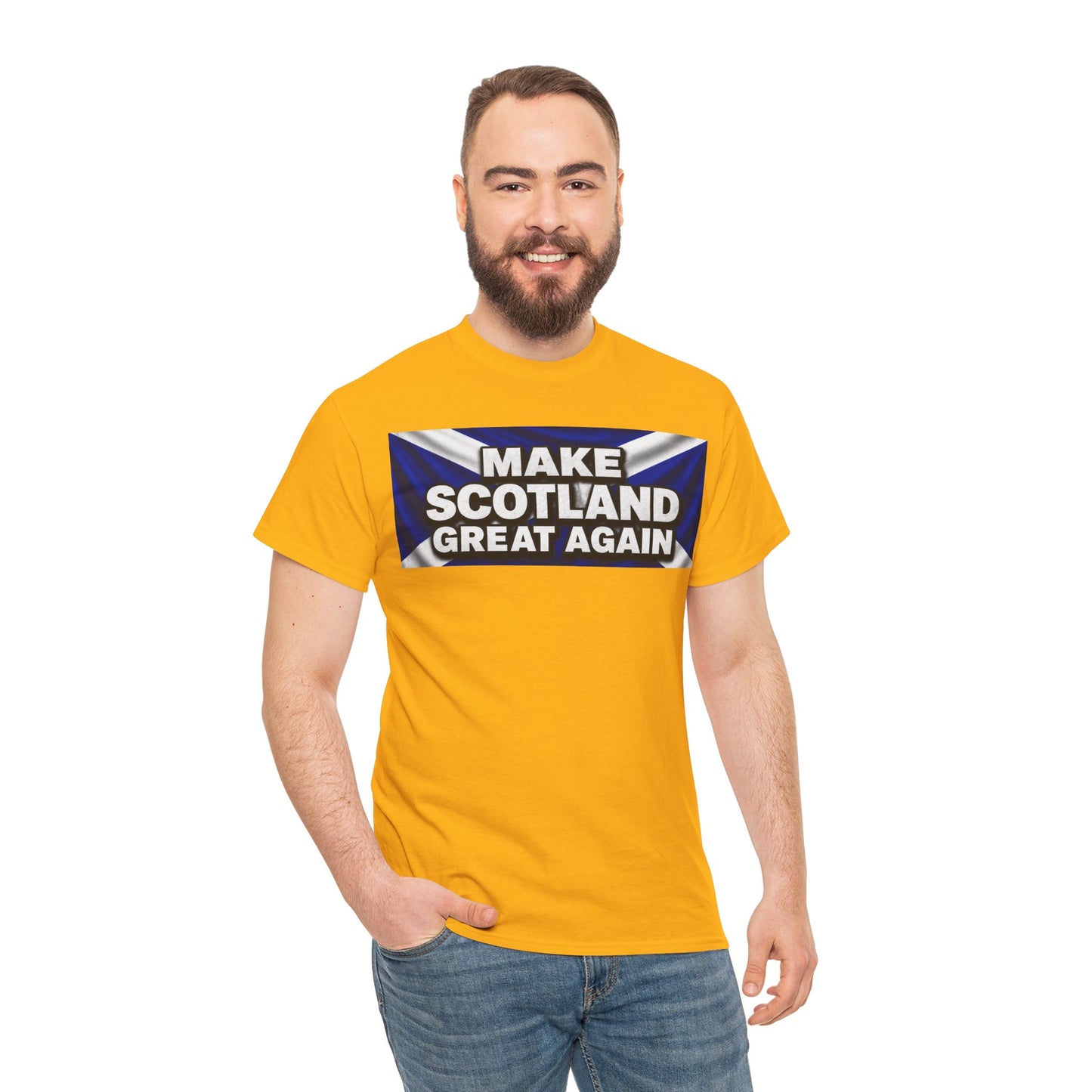 Make Scotland Great Again T‑Shirt — Scottish Flag Slogan Tee