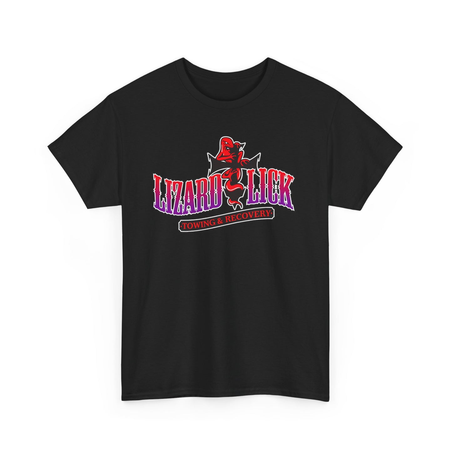 Lizard Lick T-Shirt — Retro Neon Logo Tee with Lizard & Cowboy Graphic