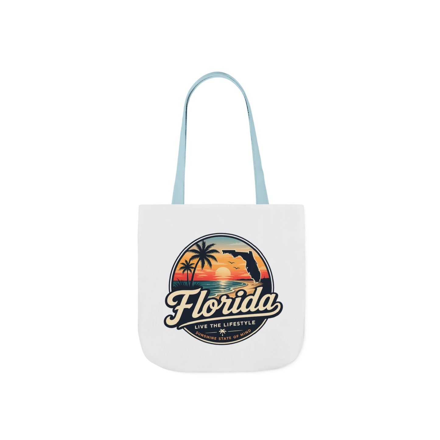 Florida Sunset Canvas Tote Bag — Retro Palm Beach Design
