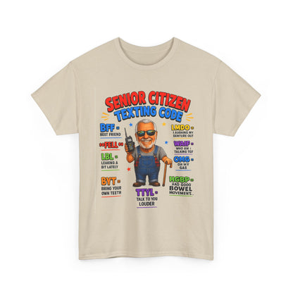 Senior Citizen Texting Code T-Shirt — Funny Grandpa Grandma Retirement Gift