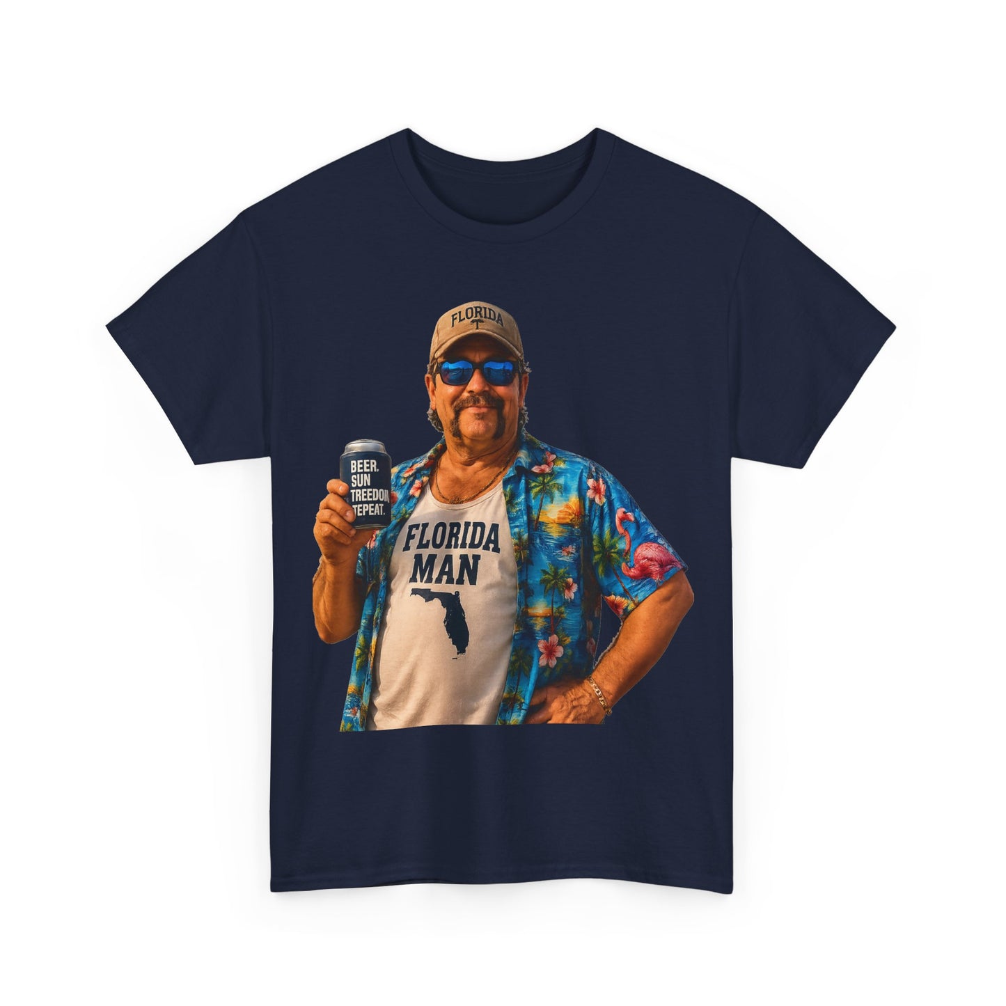 Florida Man Graphic Tee — Funny Vacation Shirt with Hawaiian Shirt Design