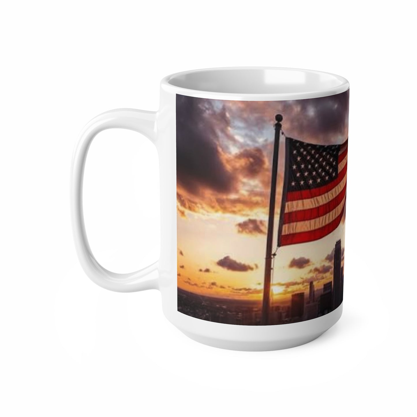 American Flag Sunrise Ceramic Coffee Mug — Patriotic USA 11oz & 15oz