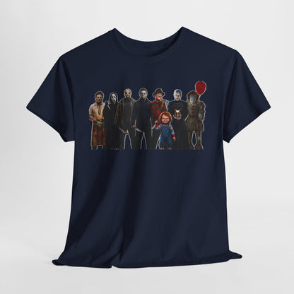 Horror Icons Collage T‑Shirt — Retro Movie Villains Graphic Tee