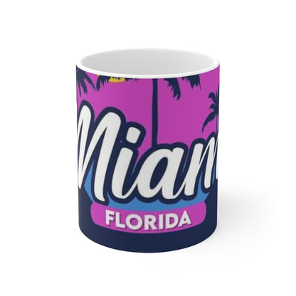 Miami Florida Retro Palm Tree Coffee Mug — 11oz & 15oz Ceramic