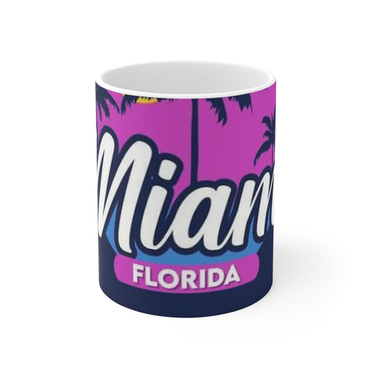 Miami Florida Retro Palm Tree Coffee Mug — 11oz & 15oz Ceramic