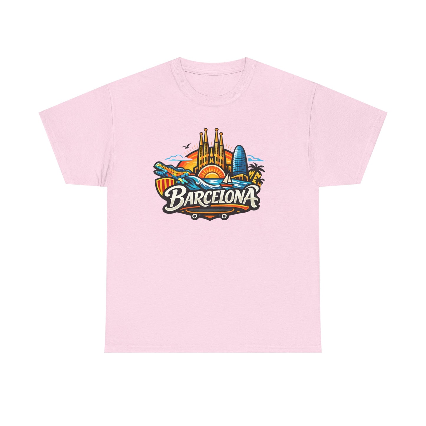 Barcelona Skyline Graphic Tee — Colorful Travel Souvenir T-Shirt