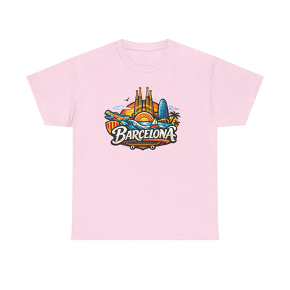 Barcelona Skyline Graphic Tee — Colorful Travel Souvenir T-Shirt