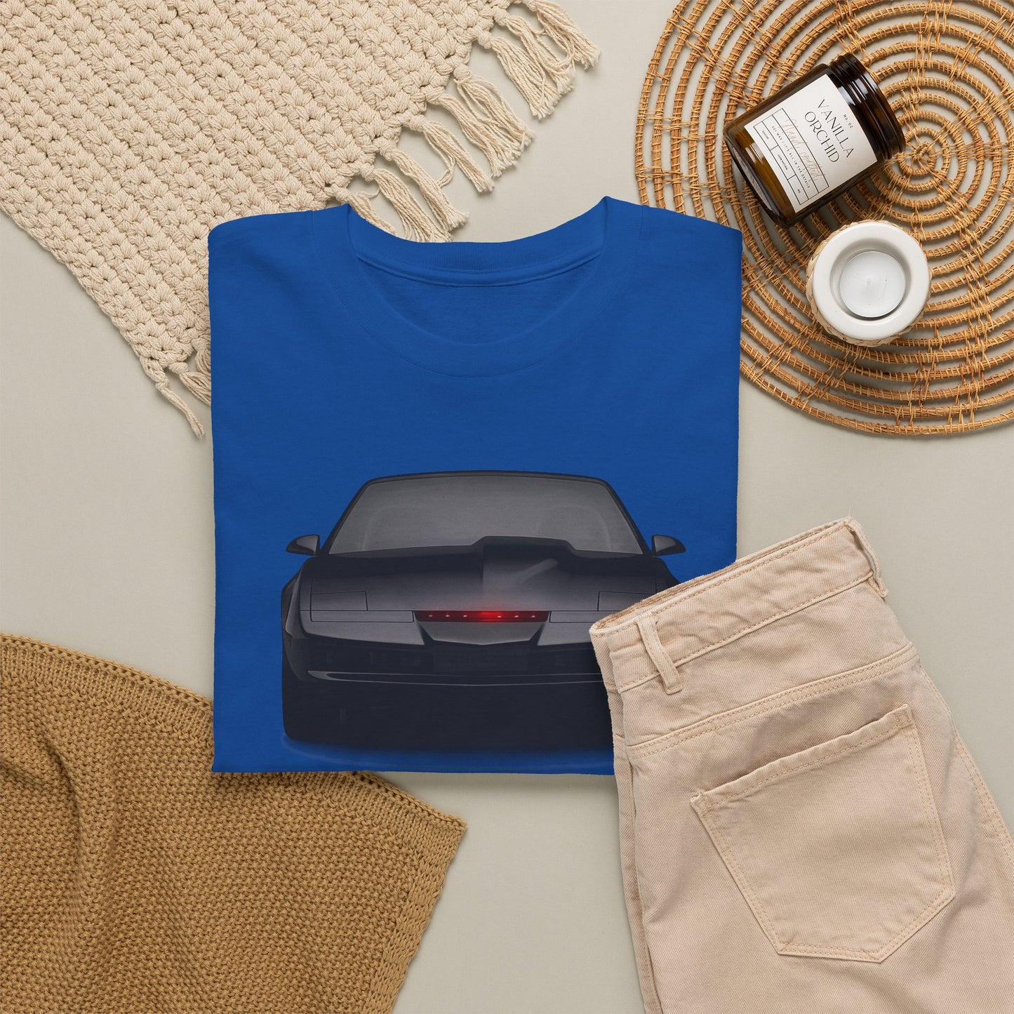 KITT-Inspired Retro Sports Car Tee — Front View Knight Rider Car Graphic Shirt