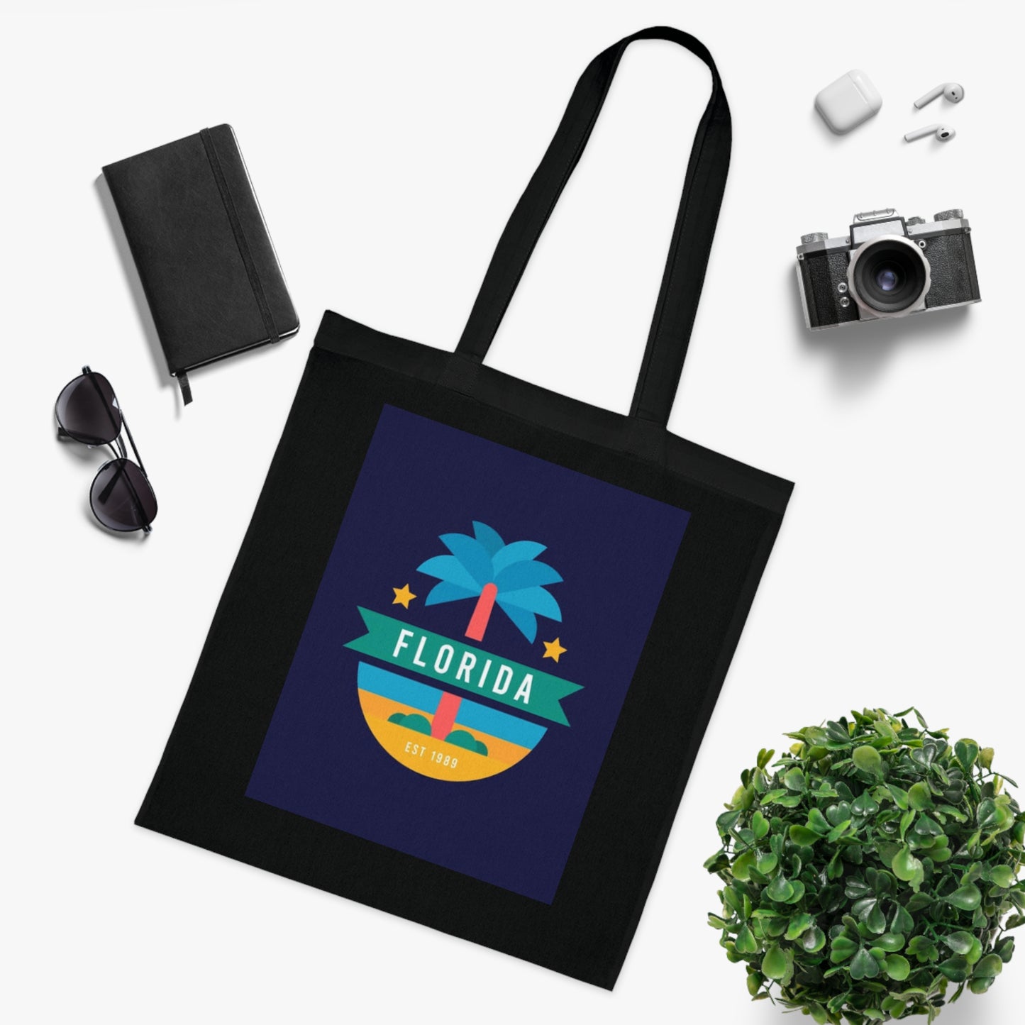 Florida Palm Beach Tote Bag – Retro State Travel Cotton Tote