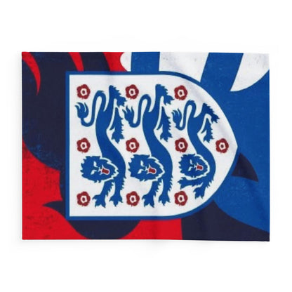England Football Crest Fleece Blanket – Cozy Red & Blue Soccer Throw