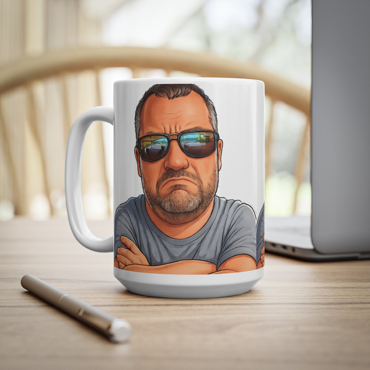 Ceramic Mug – Grumpy Guy Illustration Coffee Cup (11oz & 15oz)