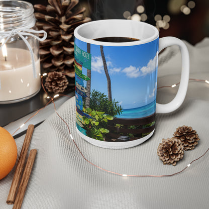 Barbados Beach Signpost Ceramic Mug — Tropical Barbados Coffee Cup (11oz & 15oz)