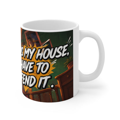 Home Alone Inspired Anime Coffee Mug — "This Is My Cozy Face, I Have Defended" 11oz & 15oz Ceramic