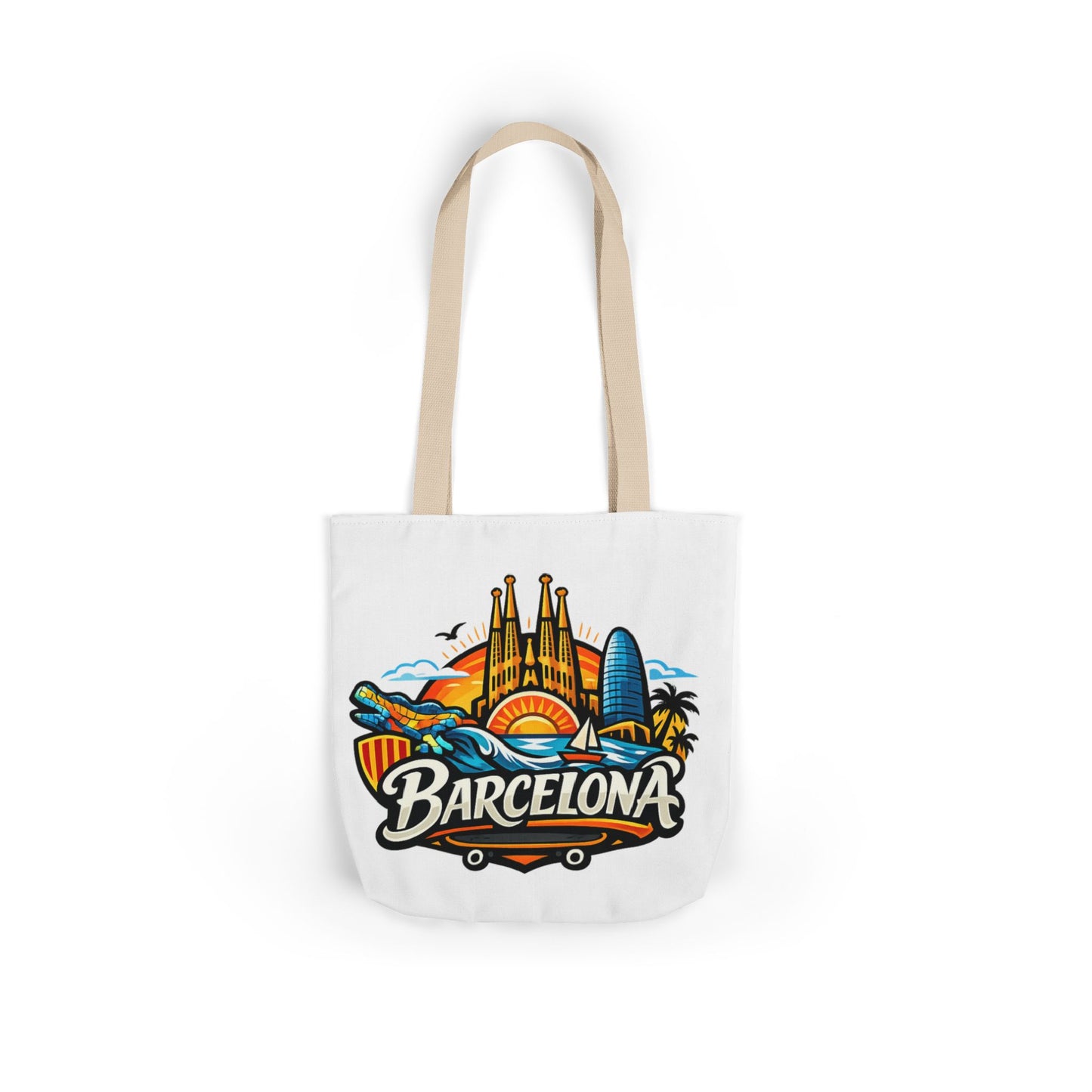 Barcelona Skyline Canvas Tote Bag — Colorful Travel Souvenir Tote