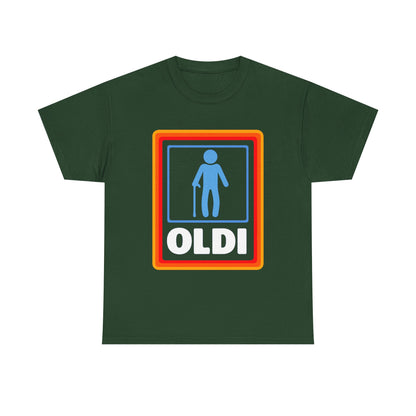 Oldi Retro Logo Tee — Funny Elderly Humour T-Shirt