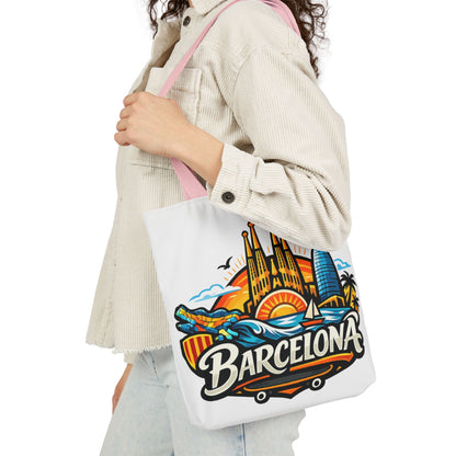 Barcelona Skyline Canvas Tote Bag — Colorful Travel Souvenir Tote
