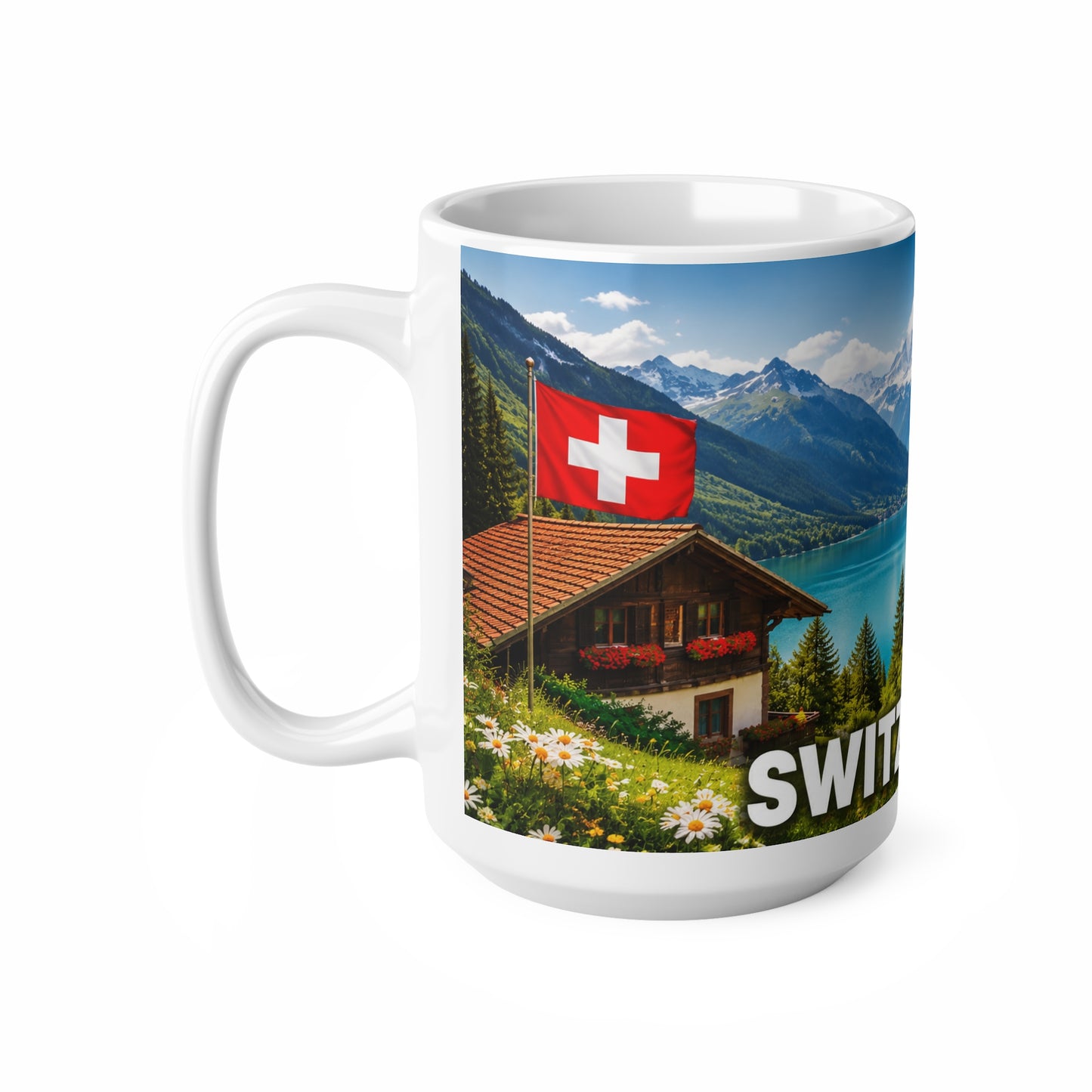 Switzerland Scenic Coffee Mug — Alpine Lake & Chalet 11oz/15oz