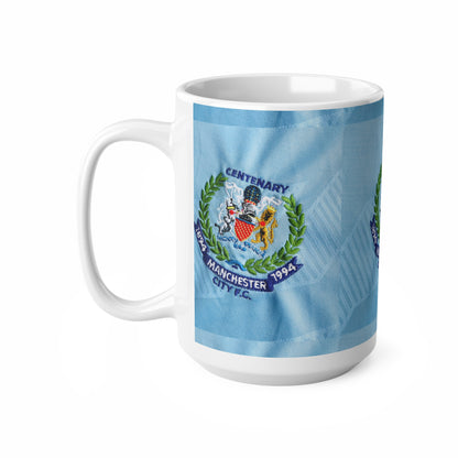 Manchester City Retro Crest Ceramic Mug — Centenary 1994 Sky Blue Coffee Cup (11oz/15oz)