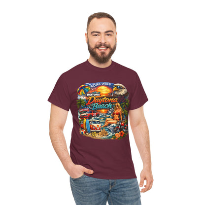 Daytona Beach Vintage Surf T-Shirt — Retro Sunset Palm Beach Tee