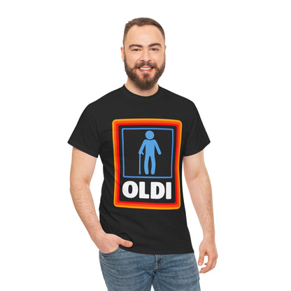 Oldi Retro Logo Tee — Funny Elderly Humour T-Shirt
