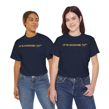 It's Done Arsenal Champions T-Shirt – Minimalist Gold Script Tee
