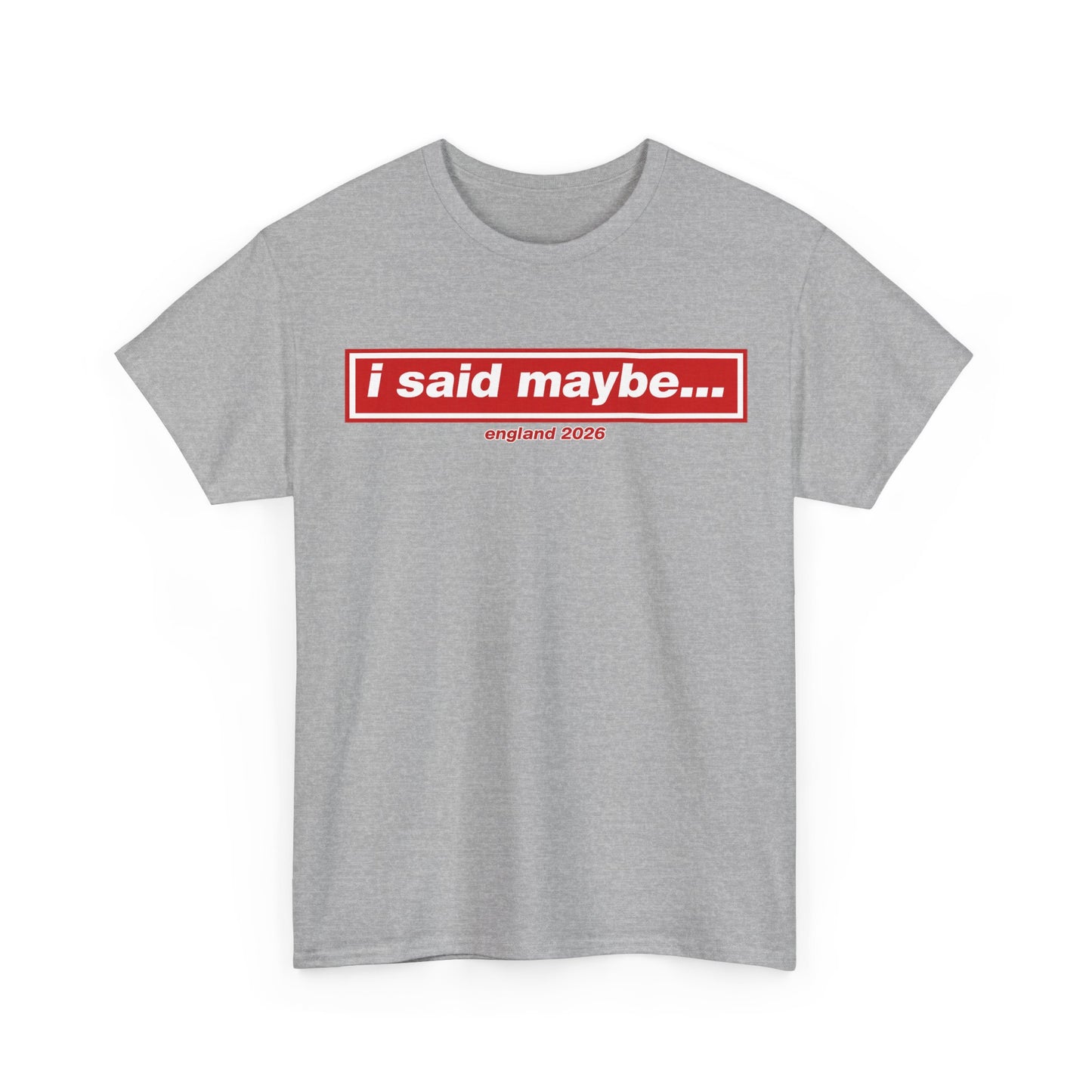 I Said Maybe Tee — Minimalist Red Logo Graphic T‑Shirt
