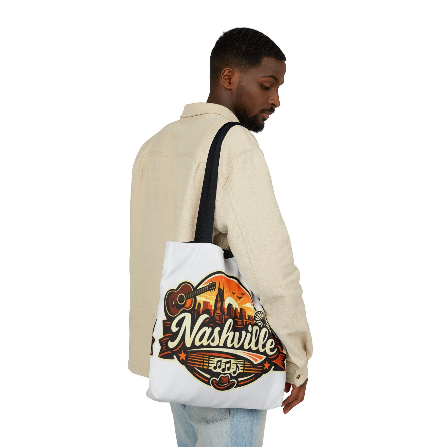 Nashville Sunset Tote Bag — Country Music Skyline Canvas Tote