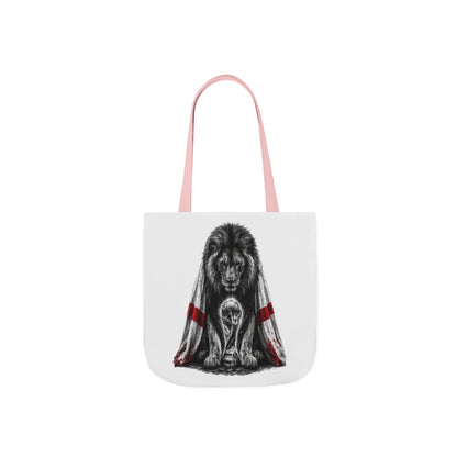 England Lion Guardian Canvas Tote — Protective Lion & Cub Illustration Tote Bag