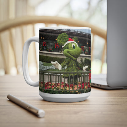 Christmas Topiary Mickey Ceramic Coffee Mug — Holiday Disney Park Souvenir (11oz/15oz)